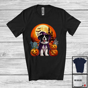 MacnyStore - Witch Landseer With Pumpkins Moon, Happy Halloween Costume, Matching Family Group T-Shirt