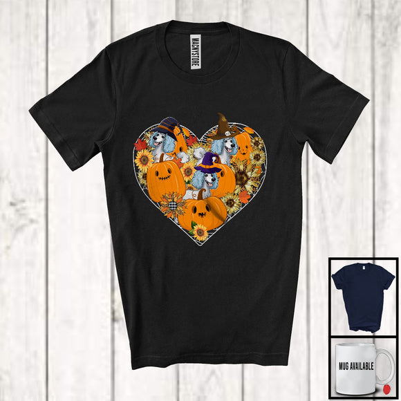 MacnyStore - Witch Poodle Heart Sunflowers; Amazing Halloween Thanksgiving Fall Leaves T-Shirt