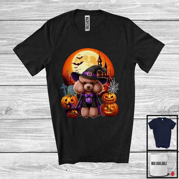 MacnyStore - Witch Poodle With Pumpkins Moon, Happy Halloween Costume, Matching Family Group T-Shirt