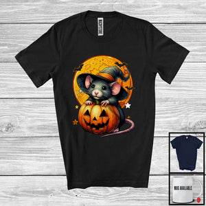 MacnyStore - Witch Rat With Pumpkin Scary Moon; Creepy Halloween Costume Animal; Family Group T-Shirt