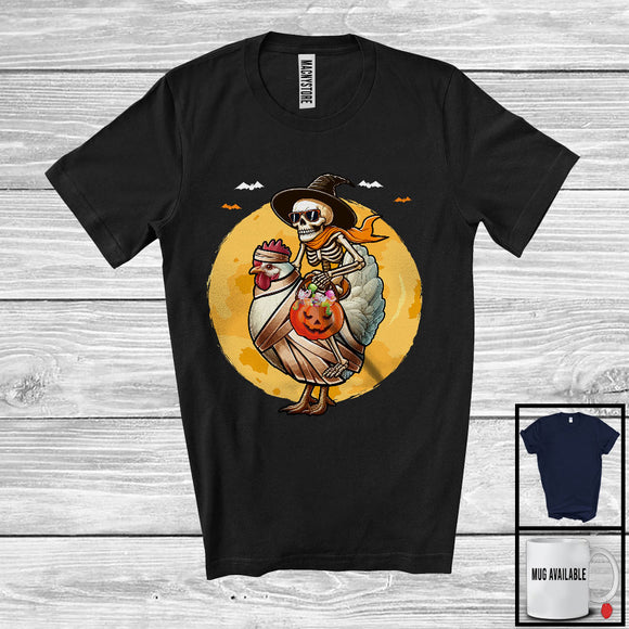 MacnyStore - Witch Skeleton Sunglasses Riding Mummy Chicken, Scary Halloween Pumpkin, Candy Lover T-Shirt