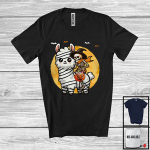 MacnyStore - Witch Skeleton Sunglasses Riding Mummy Llama, Scary Halloween Pumpkin, Candy Lover T-Shirt