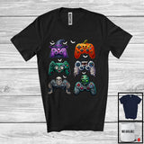 MacnyStore - Witch Skeleton Zombie Gaming Controllers; Creepy Halloween Costume Gaming; Gamer Squad T-Shirt