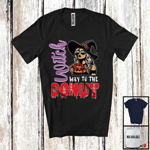 MacnyStore - Witch Way To The Donut; Sarcastic Halloween Witch Sunglasses; Eating Donut T-Shirt