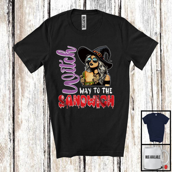 MacnyStore - Witch Way To The Sandwich; Sarcastic Halloween Witch Sunglasses; Eating Sandwich T-Shirt