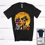 MacnyStore - Woof I'm A Dog, Scary Halloween Costume Matching Animal Lover Moon, Witch Family T-Shirt