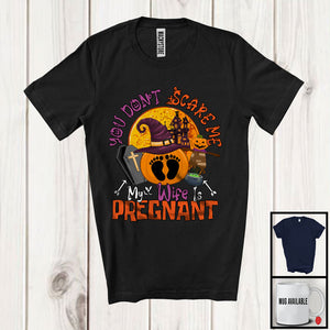 MacnyStore - You Don't Scare Me My Wife Is Pregnant, Adorable Halloween Pregnancy Pumpkin, Family Group T-Shirt