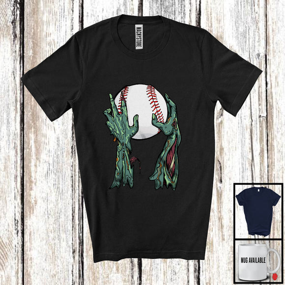 MacnyStore - Zombie Hand Holding Baseball Ball; Amazing Halloween Baseball Player; Sport Team T-Shirt