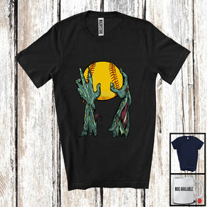 MacnyStore - Zombie Hand Holding Softball Ball; Amazing Halloween Softball Player; Sport Team T-Shirt