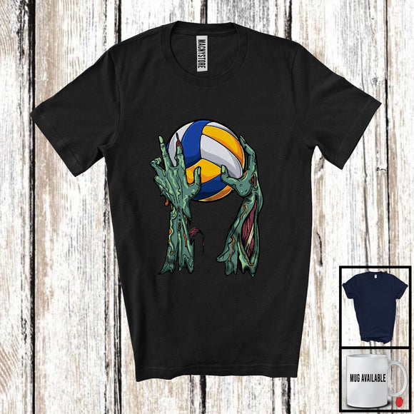 MacnyStore - Zombie Hand Holding Volleyball Ball; Amazing Halloween Volleyball Player; Sport Team T-Shirt