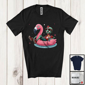 MacnyStore - Zombie On Flamingo Float; Adorable Halloween Summer Swimming Lover; Family Group T-Shirt