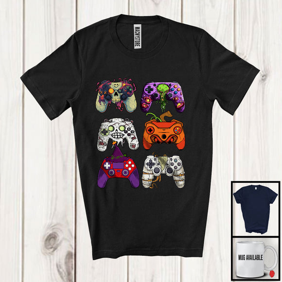 MacnyStore - Zombie Pumpkin Game Controllers Collection, Horror Halloween Gaming Lover, Gamer Group T-Shirt