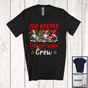 MacnyStore - Zoo Keeper Christmas Crew; Adorable X-mas Tree Three Gnomes; Snowing Zoo Keeper Group T-Shirt