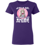 Just A Girl Who Lives Anime Funny Otaku Anime Lover Ladies T-Shirt - Macnystore