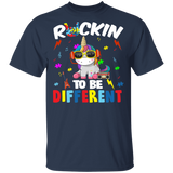 Rockin' To Be Different Tune Unicorn Autism Awareness Gifts T-Shirt - Macnystore