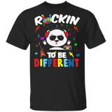 Rockin' To Be Different Tune Panda Autism Awareness Guitar Gifts T-Shirt - Macnystore