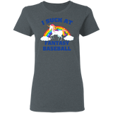 I Suck At Fantasy Baseball Funny Magical Unicorn Ladies T-Shirt - Macnystore