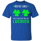 Irish Girl Like A Regular Girl But Luckier Shamrock Women St Patrick's Day Irish Gifts T-Shirt - Macnystore