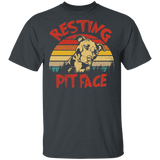 Vintage Retro Resting Pit Face Cute Pit Bull Dog Lover Rescue Dog Pet Gifts T-Shirt - Macnystore