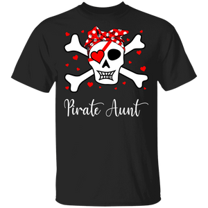 Pirate Aunt Funny Skull Crossbones Pirate Women Family Couple Valentine Gifts T-Shirt - Macnystore