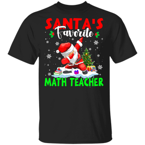 Christmas Santa Shirt Santa's Favorite Math Teacher Cool Christmas Santa Dabbing Gifts Christmas T-Shirt - Macnystore