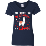 All I Want For Valentine Is A Llama Ladies V-Neck T-Shirt - Macnystore