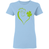 Dabbing Shamrock Chicken Heart St Patrick's Day Irish Gifts Ladies T-Shirt - Macnystore