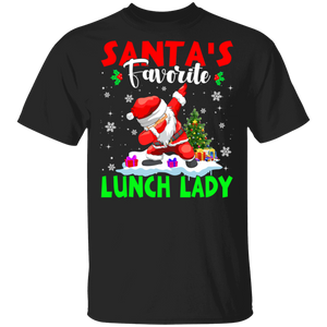 Christmas Santa Shirt Santa's Favorite Lunch Lady Cool Christmas Santa Dabbing Gifts Christmas T-Shirt - Macnystore