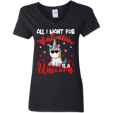 All I Want For Valentine Is A Uicorn Ladies V-Neck T-Shirt - Macnystore