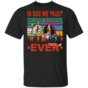 In God We Trust Ever Cute English Cocker Spaniel Wearing American Flag 4th Of July Gifts T-Shirt - Macnystore