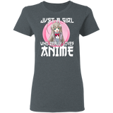 Just A Girl Who Lives Anime Funny Otaku Anime Lover Ladies T-Shirt - Macnystore