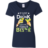 If Lost Or Drunk Please Return To Bestie Patricks Day Ladies V-Neck T-Shirt - Macnystore