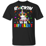 Rockin' To Be Different Tune Unicorn Autism Awareness Gifts T-Shirt - Macnystore