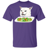 Angry Women Yelling At Confused Cat At Dinner Table Funny Cat  T-Shirt - Macnystore