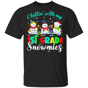 Christmas Snowman Shirt Chillin With My 1st Grade Sometimes Cool Christmas Teacher Gifts Christmas T-Shirt - Macnystore