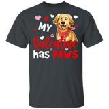 My Valentine Has Paws Golden Retriever Couple Wife Husband Fiance Fiancee Boyfriend Girlfriend Valentine T-Shirt - Macnystore