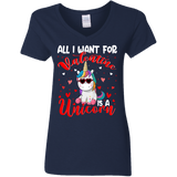 All I Want For Valentine Is A Uicorn Ladies V-Neck T-Shirt - Macnystore