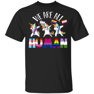 We Are All Human Pride LGBT Transgender Flag Gay Lesbian Magical Unicorn Gifts T-Shirt - Macnystore