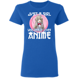 Just A Girl Who Lives Anime Funny Otaku Anime Lover Ladies T-Shirt - Macnystore