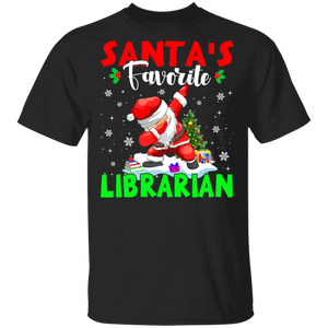 Christmas Santa Shirt Santa's Favorite Librarian Cool Christmas Santa Dabbing Gifts Christmas T-Shirt - Macnystore