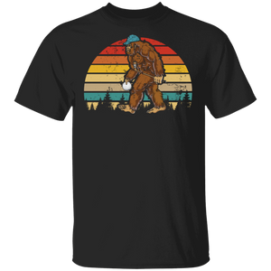 Hockey Shirt Vintage Retro Bigfoot Playing Hockey Funny Bigfoot Hockey Player Lover Gifts T-Shirt - Macnystore