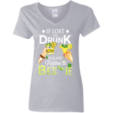 If Lost Or Drunk Please Return To Bestie Patricks Day Ladies V-Neck T-Shirt - Macnystore