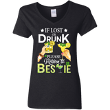 If Lost Or Drunk Please Return To Bestie Patricks Day Ladies V-Neck T-Shirt - Macnystore