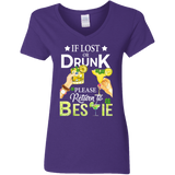 If Lost Or Drunk Please Return To Bestie Patricks Day Ladies V-Neck T-Shirt - Macnystore