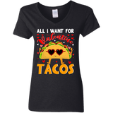 All I Want For Valentine Tacos Ladies V-Neck T-Shirt - Macnystore