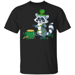 Leprechaun Raccoon Funny Shamrock Raccoon Lover Irish St Patrick's Day Gifts T-Shirt - Macnystore