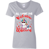 All I Want For Valentine Is A Uicorn Ladies V-Neck T-Shirt - Macnystore