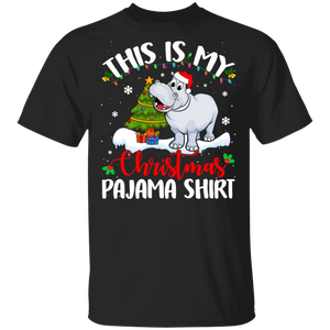 Christmas Shirt This Is My Christmas Pajama Shirt Cute Christmas Tree Hippo Lover Gifts Christmas T-Shirt - Macnystore