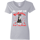 All I Want For Valentine Is A Greater Swiss Mountain Ladies V-Neck T-Shirt - Macnystore