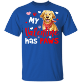 My Valentine Has Paws Golden Retriever Couple Wife Husband Fiance Fiancee Boyfriend Girlfriend Valentine T-Shirt - Macnystore